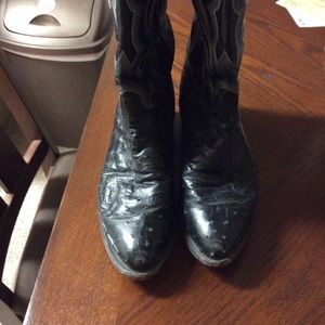 Tony Lama Black Full Quill Ostrich Boots, size 12.
